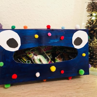 Monster aus Taschentuchbox – Basteln für Halloween für Kinder
