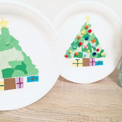 Weihnachtsbaum auf Pappteller – Basteln mit Kindern