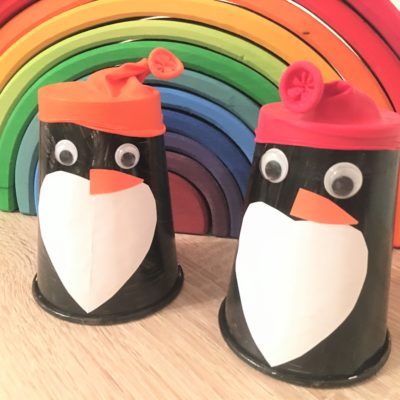 Pinguine aus Pappbecher – Basteln mit Kindern