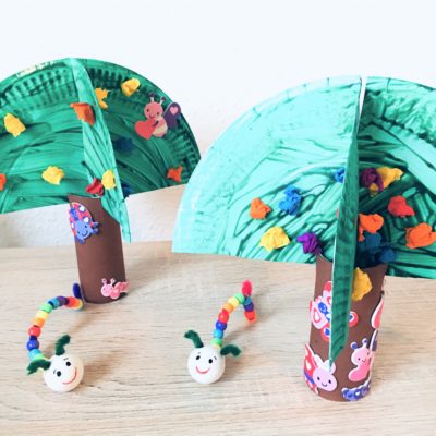 Frühlingsbaum aus Pappteller – Basteln mit Kindern