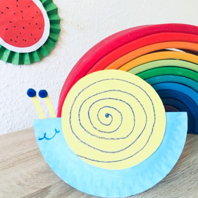 Schaukelschnecke aus Pappteller – Basteln mit Kindern