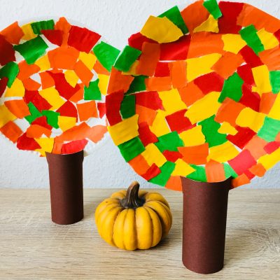 Herbstbäume aus Pappteller – Basteln mit Kindern